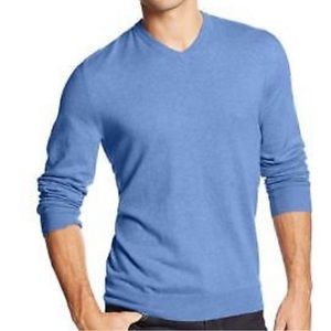 Club Room Men Cashmere Blue Heather V-neck Sweater Size Large